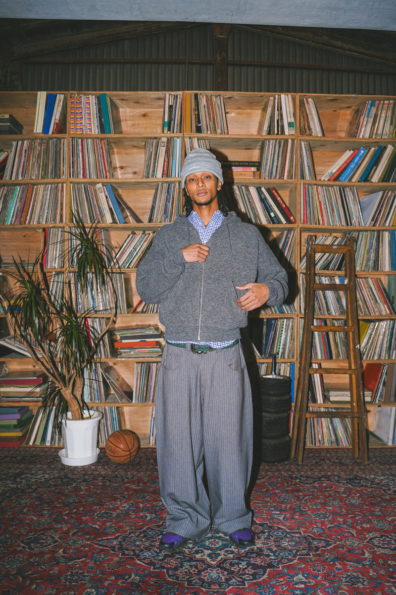 ballsy knit double zip hoodie