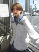 Two point draw code zip hoodie