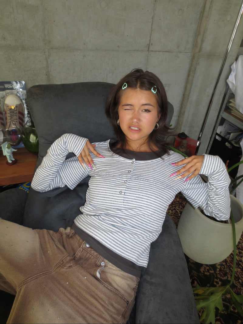 Layered border long tee