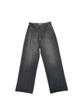 tucked denim wide pants