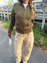 ハーフジップニットフーディー 