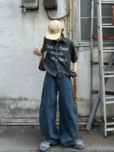 復古風格側縫氣球牛仔褲 