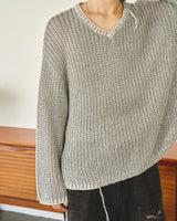 sparkle stitching v neck sweater