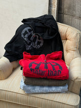 heart logo damage zip hoodie