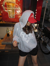 heart logo damage zip hoodie