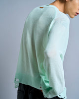 flower paint broken long sleeve sheer sweater