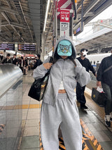 rhinestone scattered zip hoodie