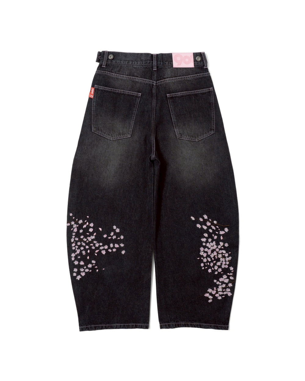 Sakura Embroidered Slub Denim Buggy Pants – YZ