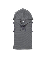 SLEEVELESS STRIPED HOODIE 