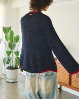 sparkle stitching v neck sweater