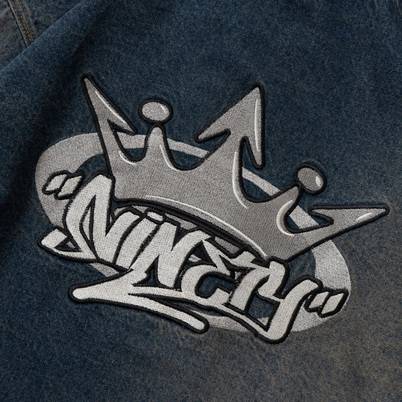 9090 king logo vintage denim hoodie当日発送可能です