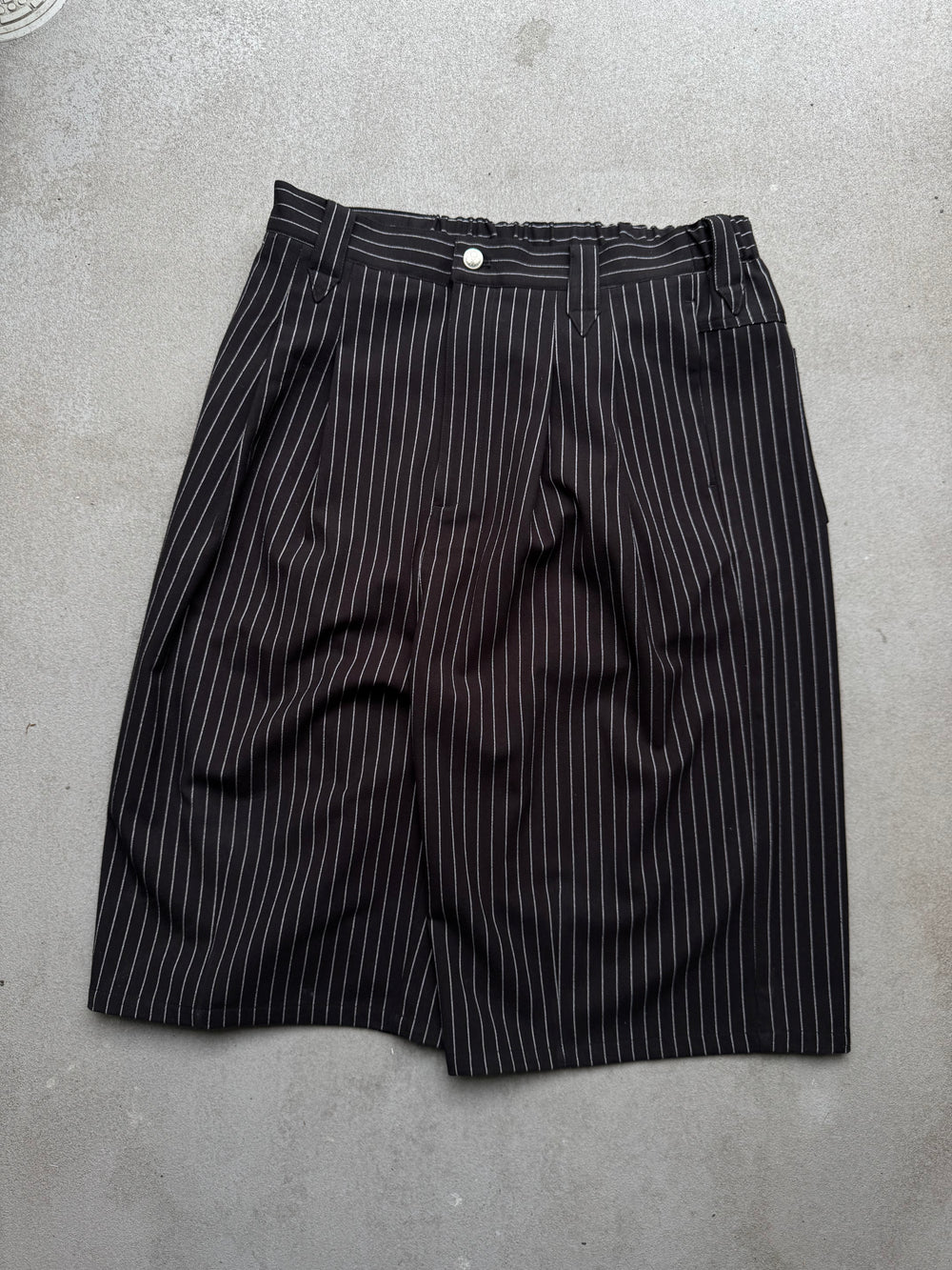 パンツ [PHYS] Striped vintage pleated shorts Wide-Pleated Striped Shorts – YZ