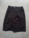 Wide-Pleated Striped Shorts