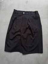 Wide-Pleated Striped Shorts
