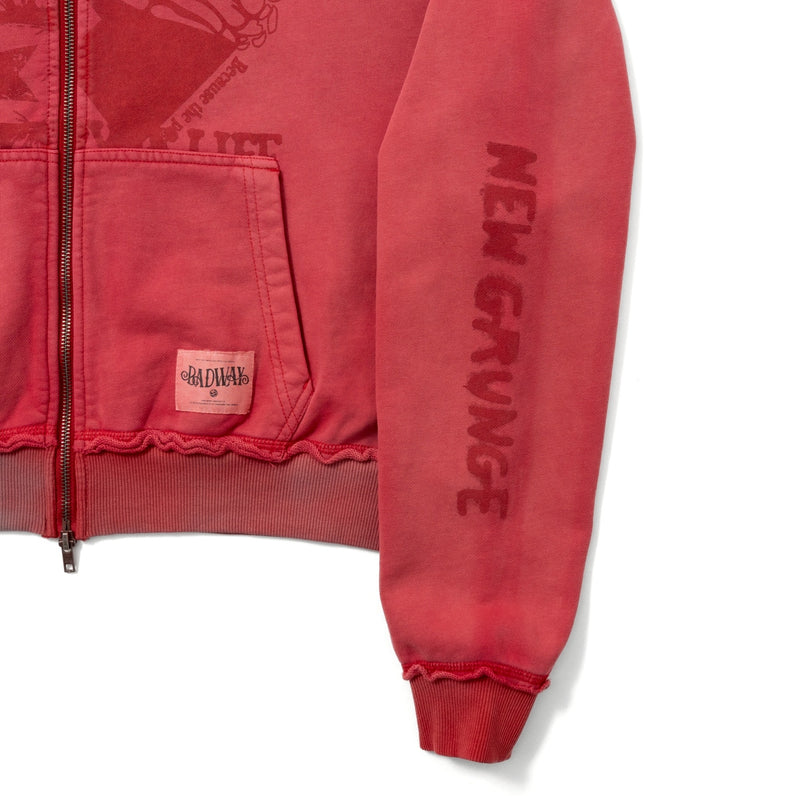 Grunge graphic zip hoodie