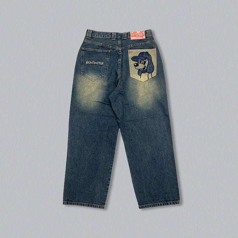 CMT RULER WASHED DENIM PANTS