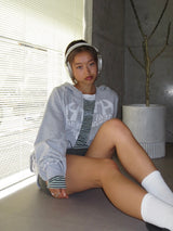 heart logo damage zip hoodie