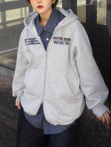 Two point draw code zip hoodie