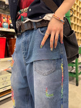 rainbow damage denim