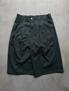 Wide-Pleated Striped Shorts