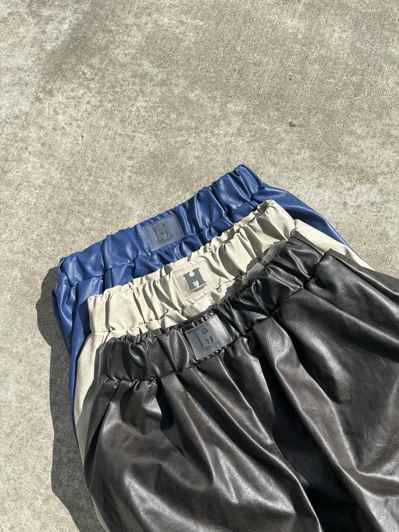 faux leather balloon shorts