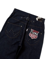 Herringbone studs denim pants
