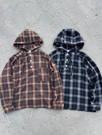 wool like check hood