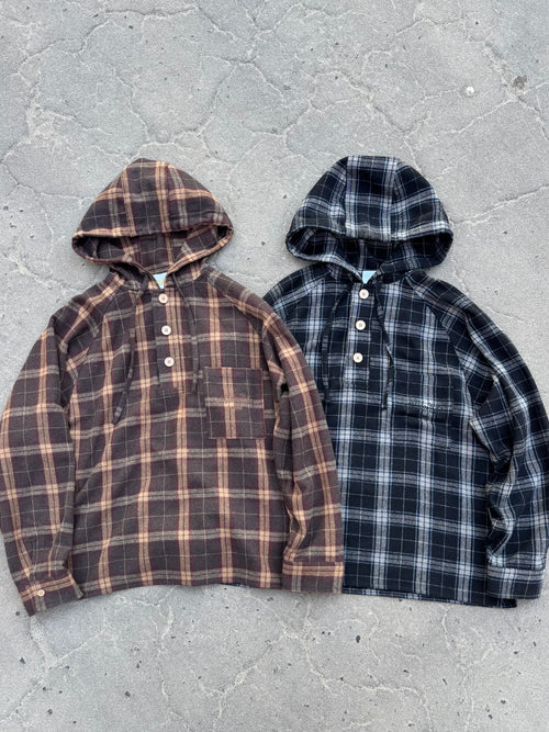 wool like check hood