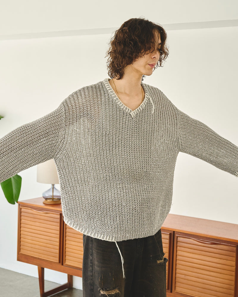 Sparkle Stitching v Neck Sweater