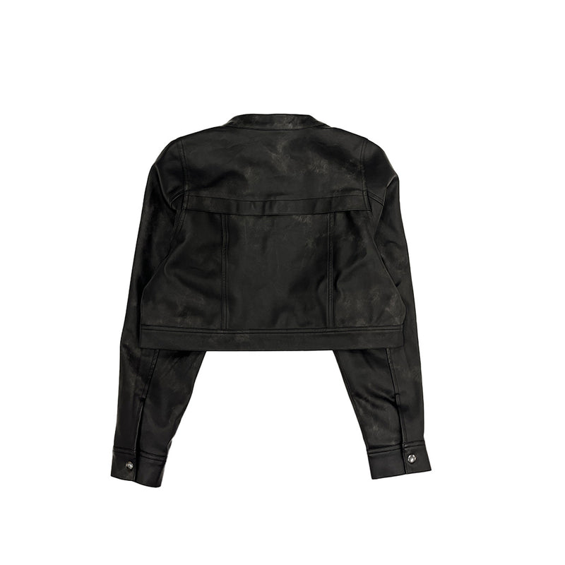 cropped  fake leather jacket