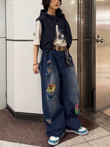 rainbow damage denim