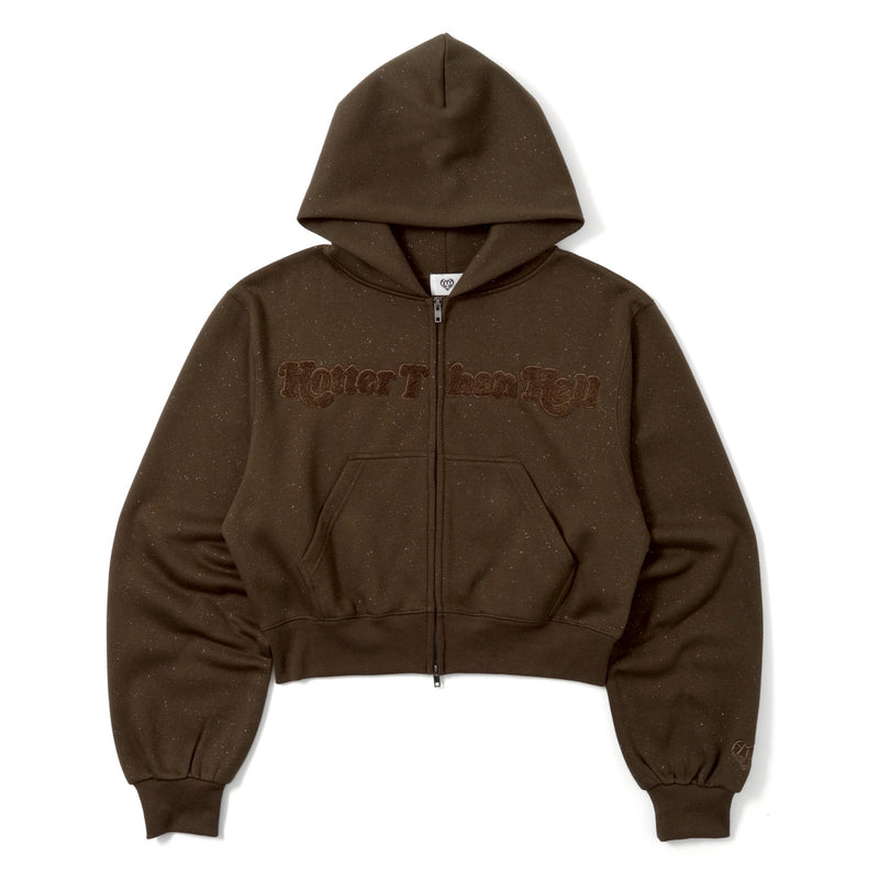 glitter heart logo zip hoodie