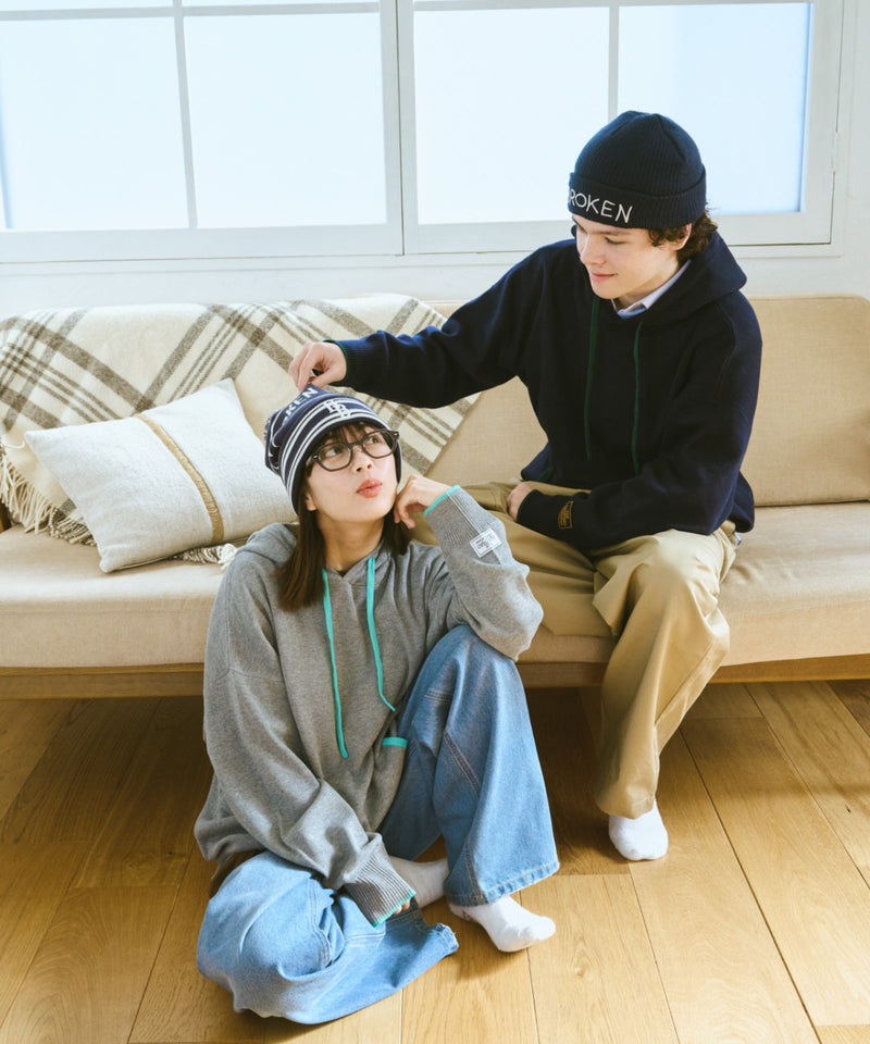 配色方案針織帽衫