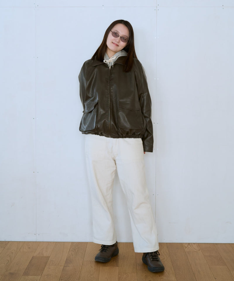 フェイクレザーブルゾン