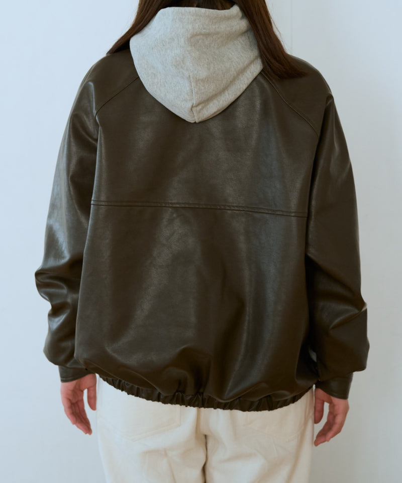 フェイクレザーブルゾン