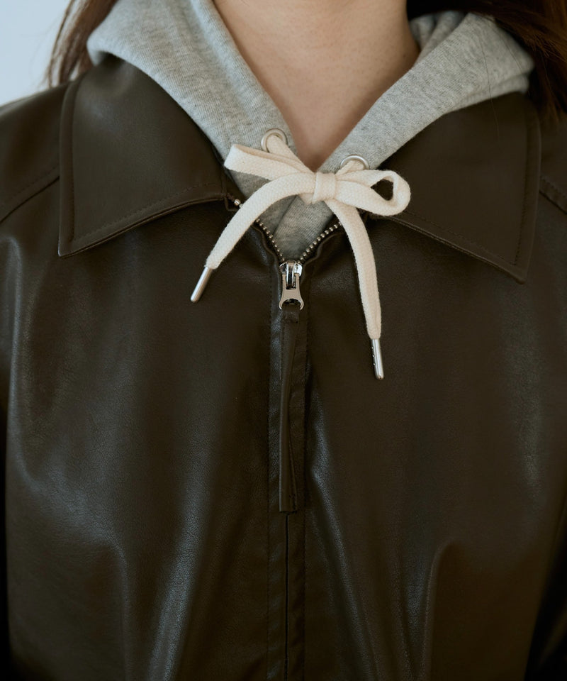 フェイクレザーブルゾン