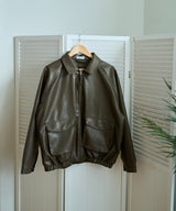 フェイクレザーブルゾン