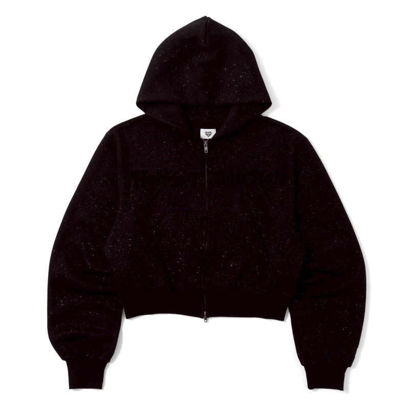 glitter heart logo zip hoodie