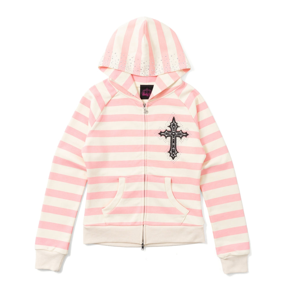 Cross Patch Striped Zip Hoodie – YZ