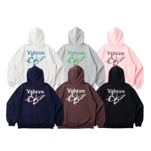 butterfly logo lame hoodie