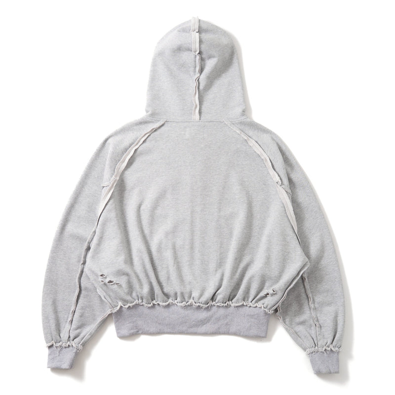 heart logo damage zip hoodie