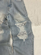 Lace docking damage denim 【yung】 