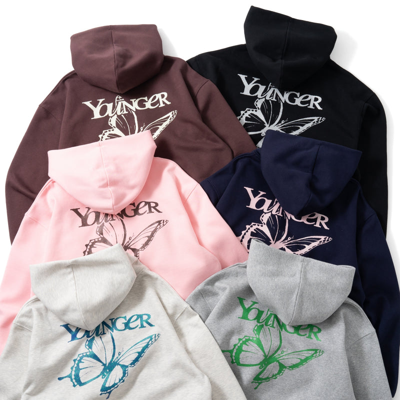 butterfly logo lame hoodie