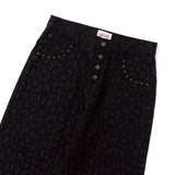 leopard straight denim pants 