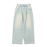 ys logo wash wide denim