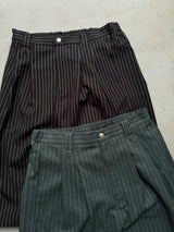 Wide-Pleated Striped Shorts
