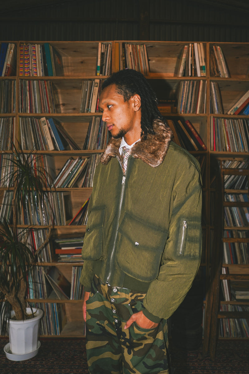 reversible fur flight jacket