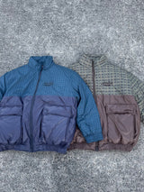 チェックのダウンジャケット 