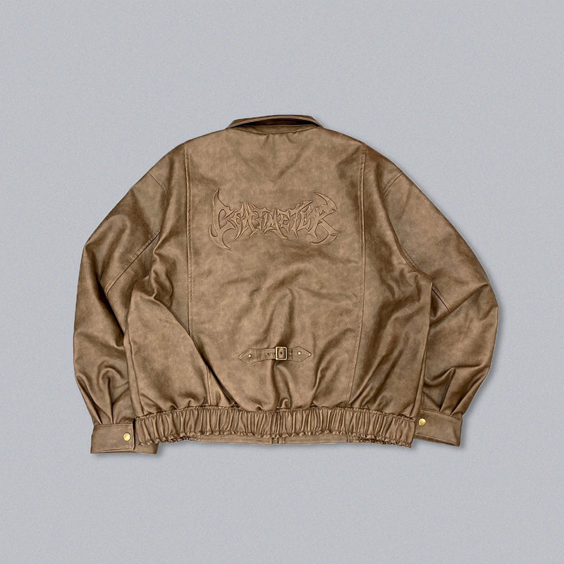 Fake leather flight jacket