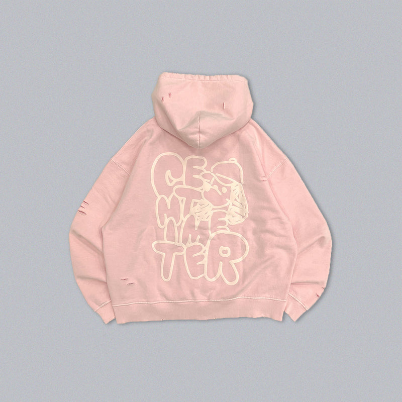 Damaged doodle pigment zip hoodie